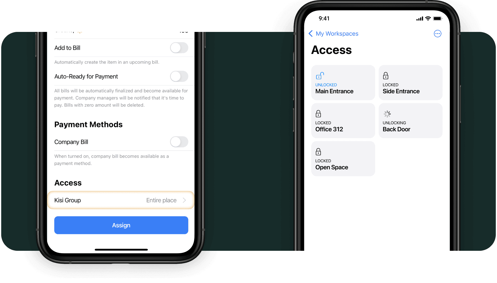 access control system integrated with andcards coworking software enables mangers give access to members according to their membership plans and unlock doors with a smartphone  