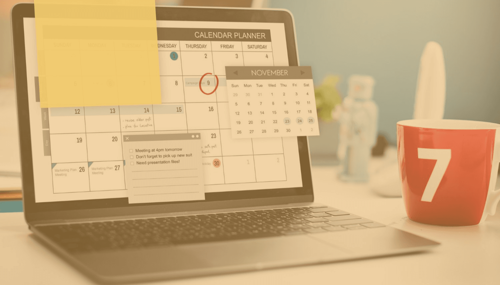 Open coworking space manager's laptop with Google Calendar on it