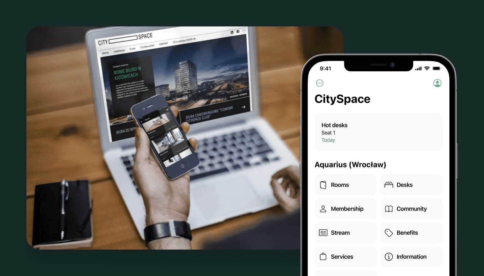 City Space app booking system developed by Spacebring