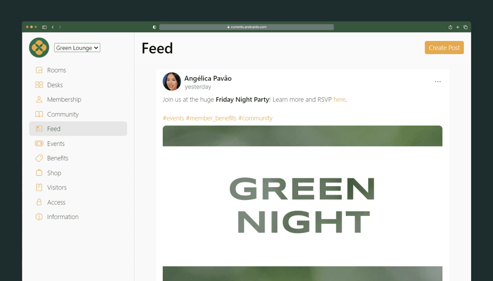 Feed on Spacebring coworking space management software: event announcement