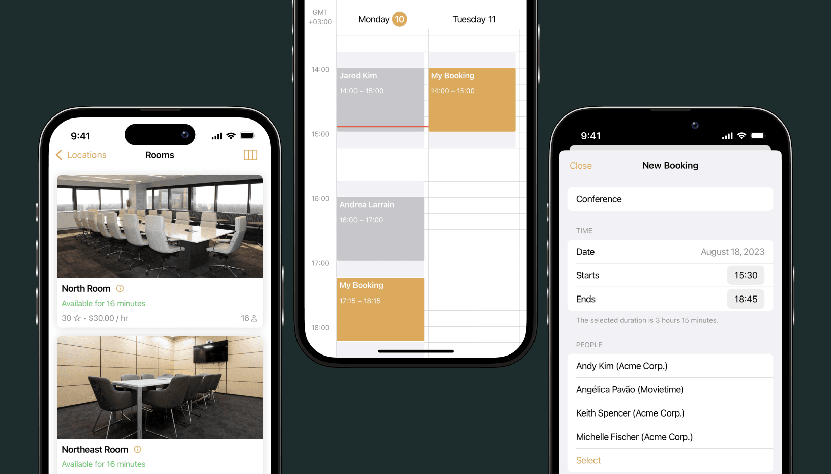 Room booking system on andcards coworking space software