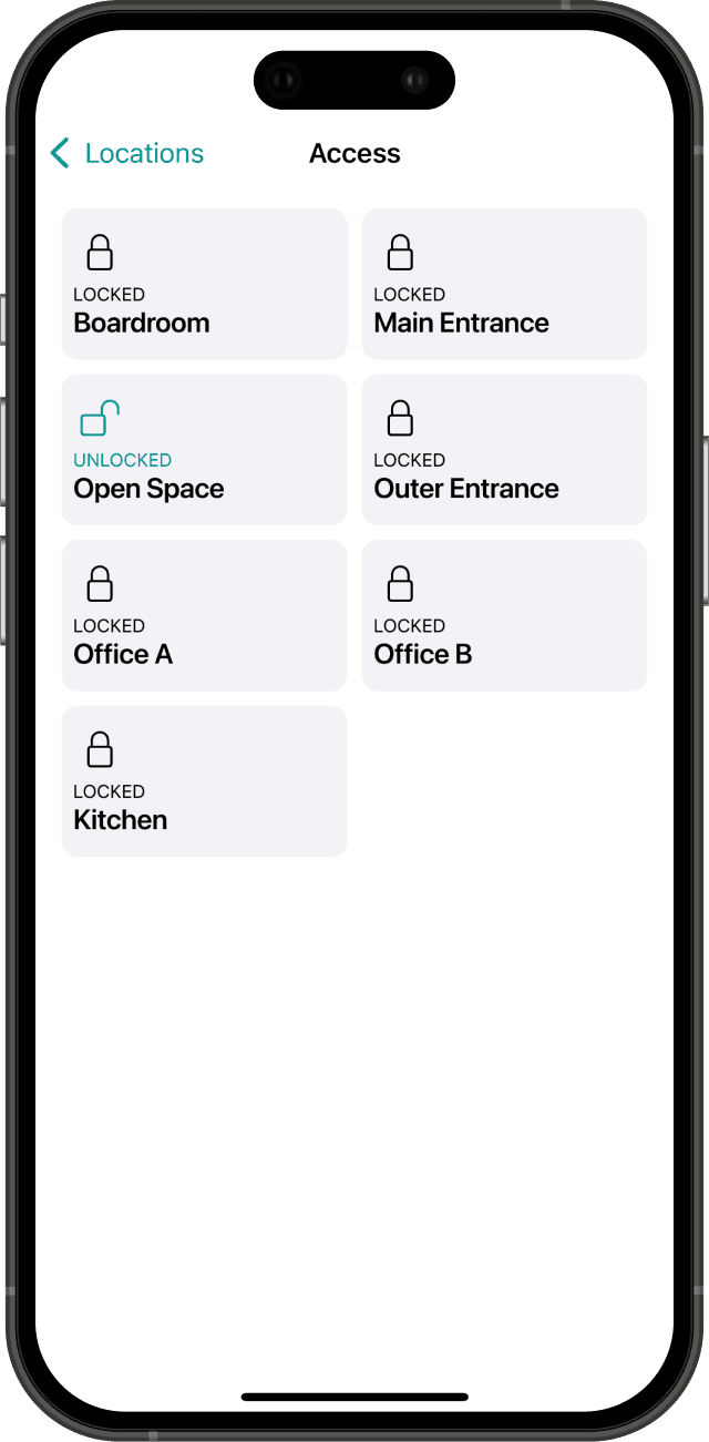 In-app door unlock on Spacebring coworking space management software
